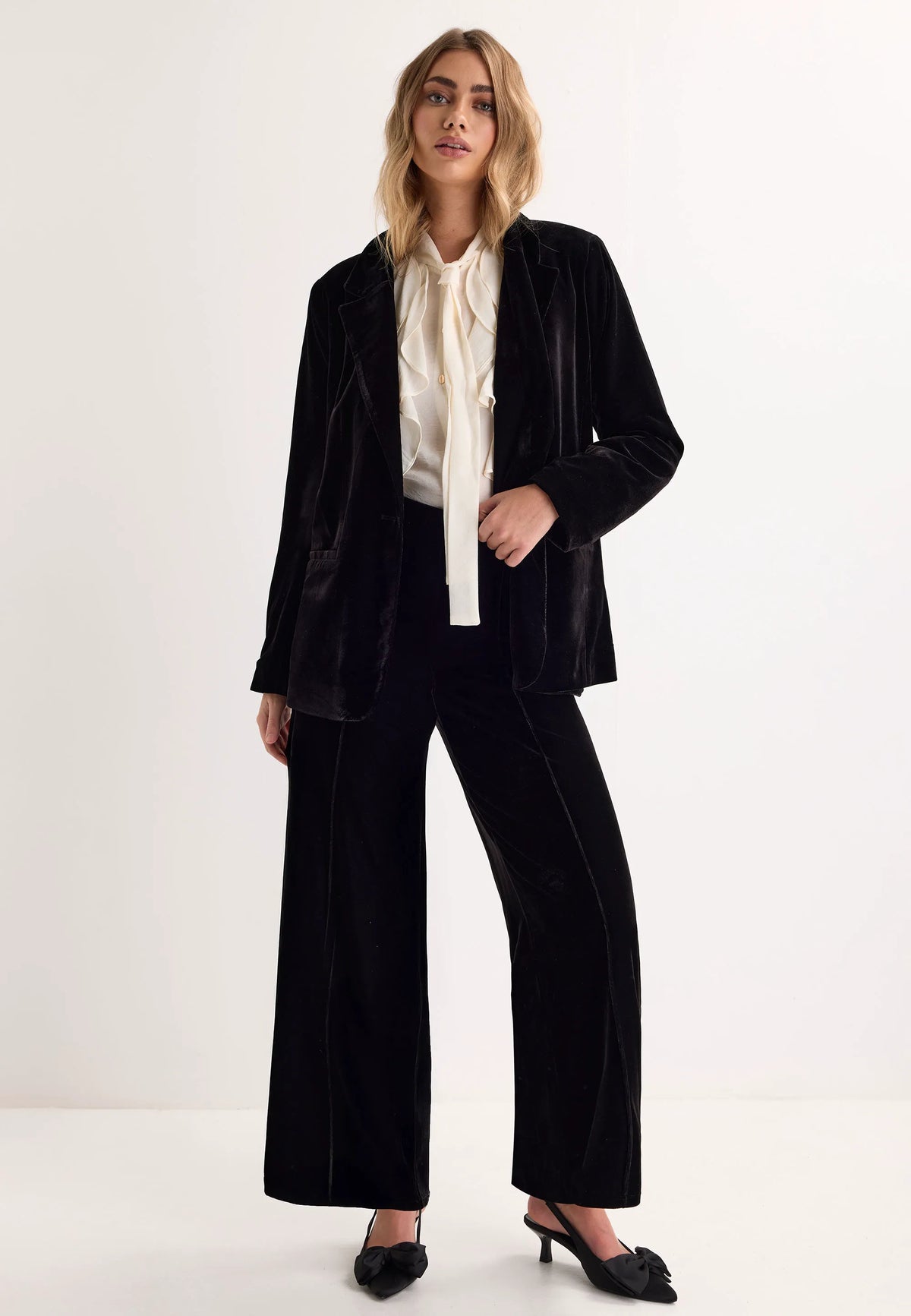 Womens Black Velvet Premium Blazer Jacket