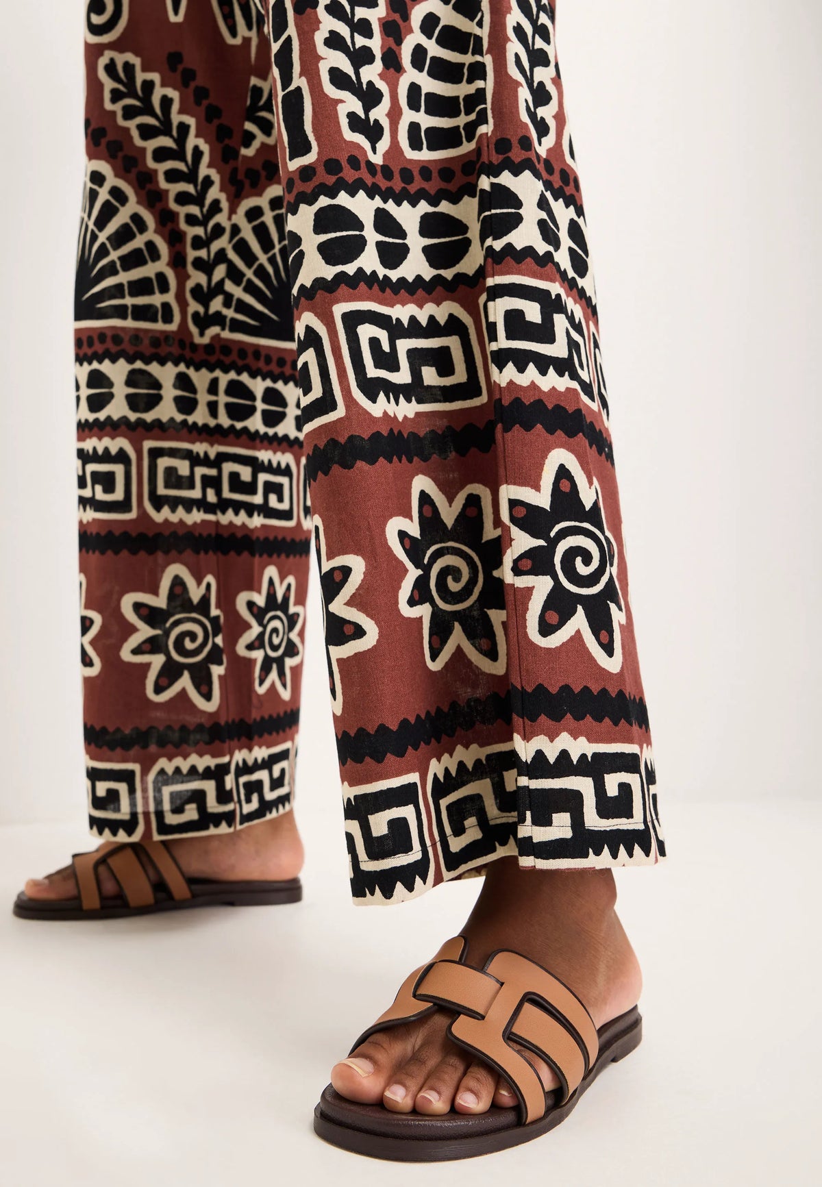 Womens Brown Geo Strap Sandals