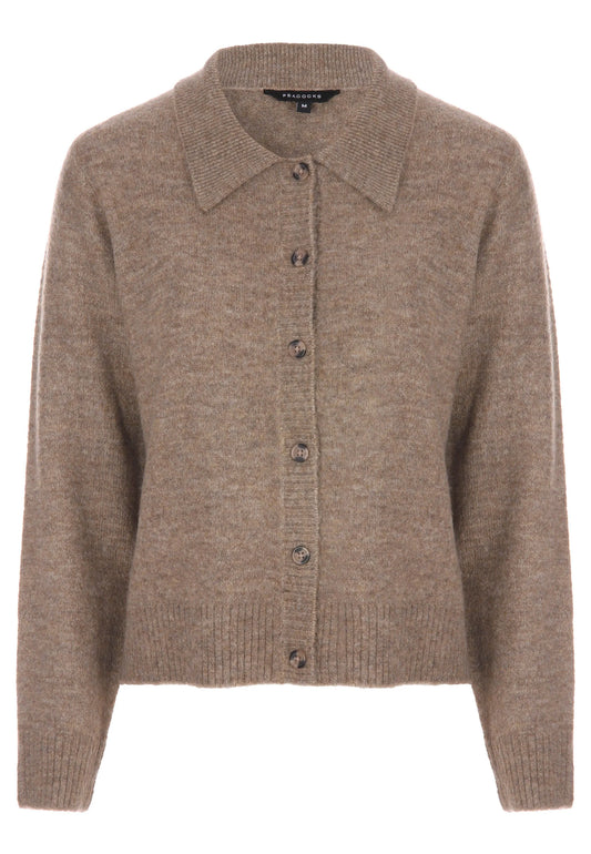 Womens Camel Collar Cardigan