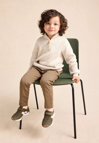 Younger Boys Ecru Quarter Zip Knitted Jumper