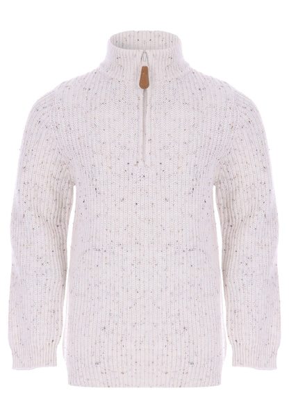 Younger Boys Ecru Quarter Zip Knitted Jumper