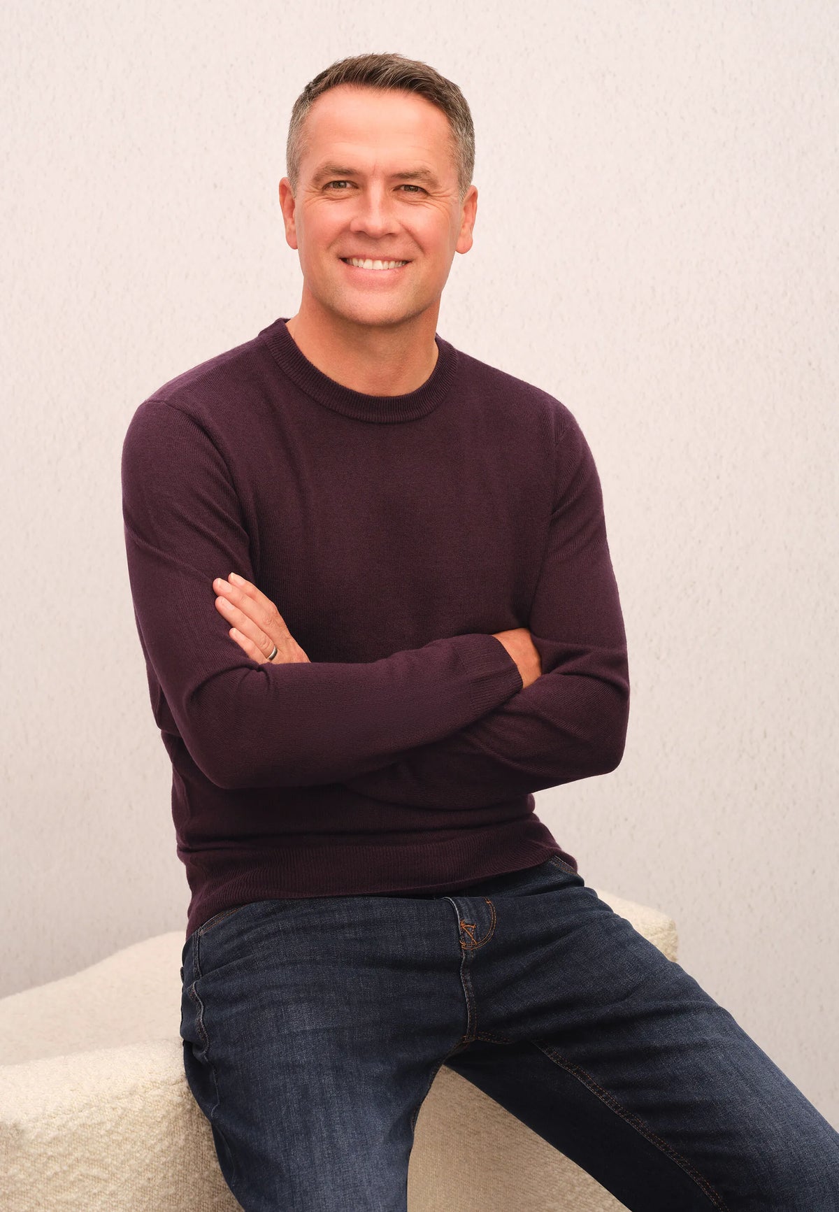 Mens Plum Soft Touch Crew Neck Jumper