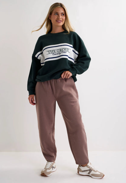 Womens Dark Green Curved Hem Sweatshirt