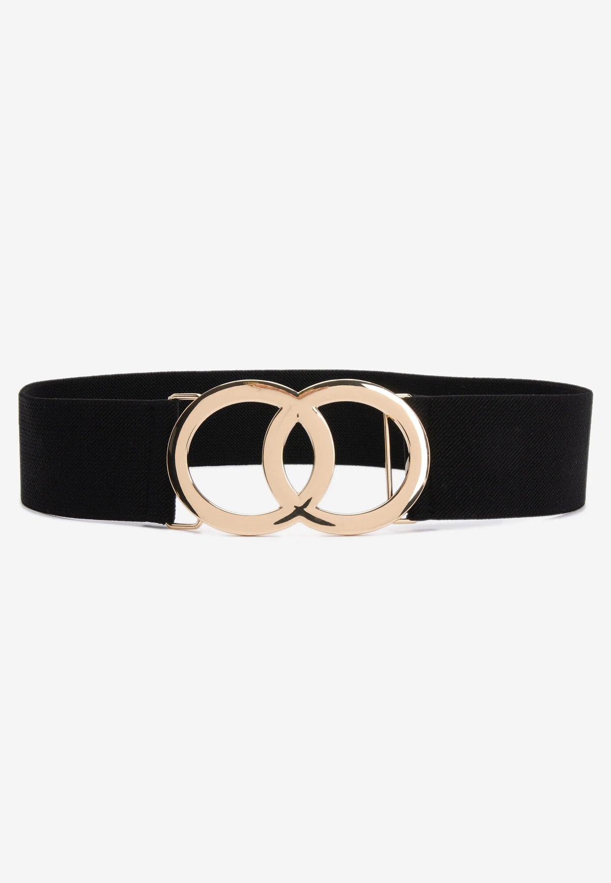 Womens Black Double Circle Elastic Belt