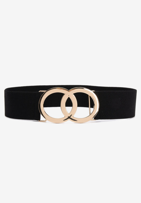 Womens Black Double Circle Elastic Belt