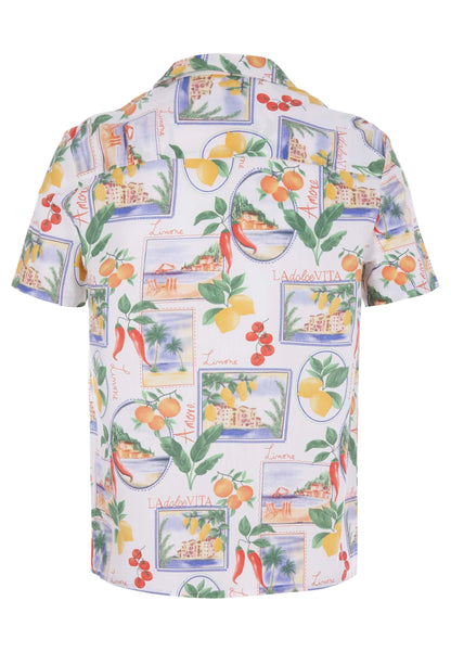 Mens Ecru Lemon Print Shirt