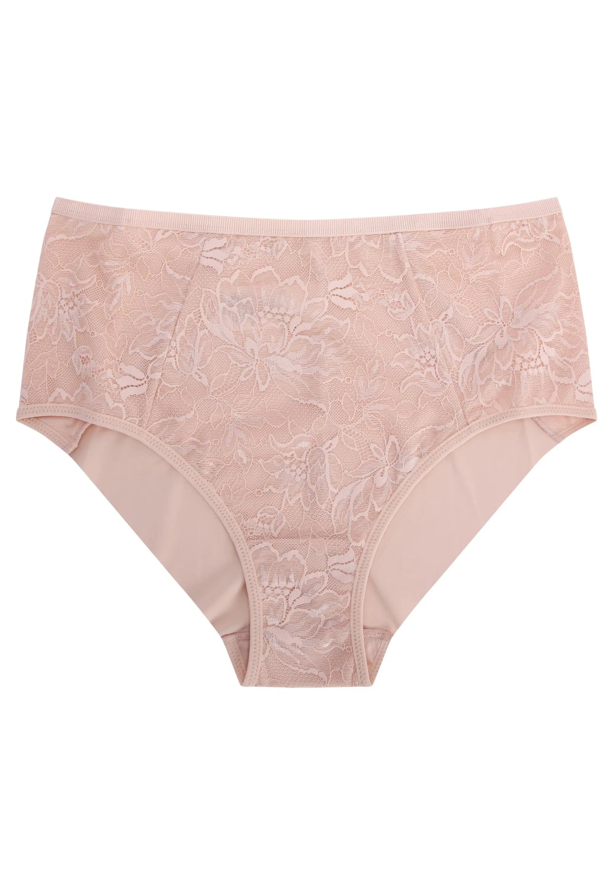 Womens Nude Floral Lace Seamless Control Briefs