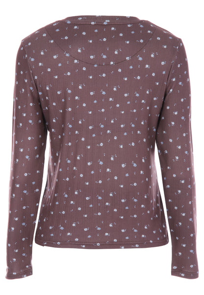 Womens Chocolate Ditsy Long Sleeved Pyjama Top