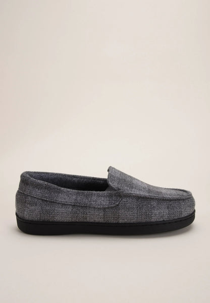 Mens Grey Check Closed Back Apron Slippers