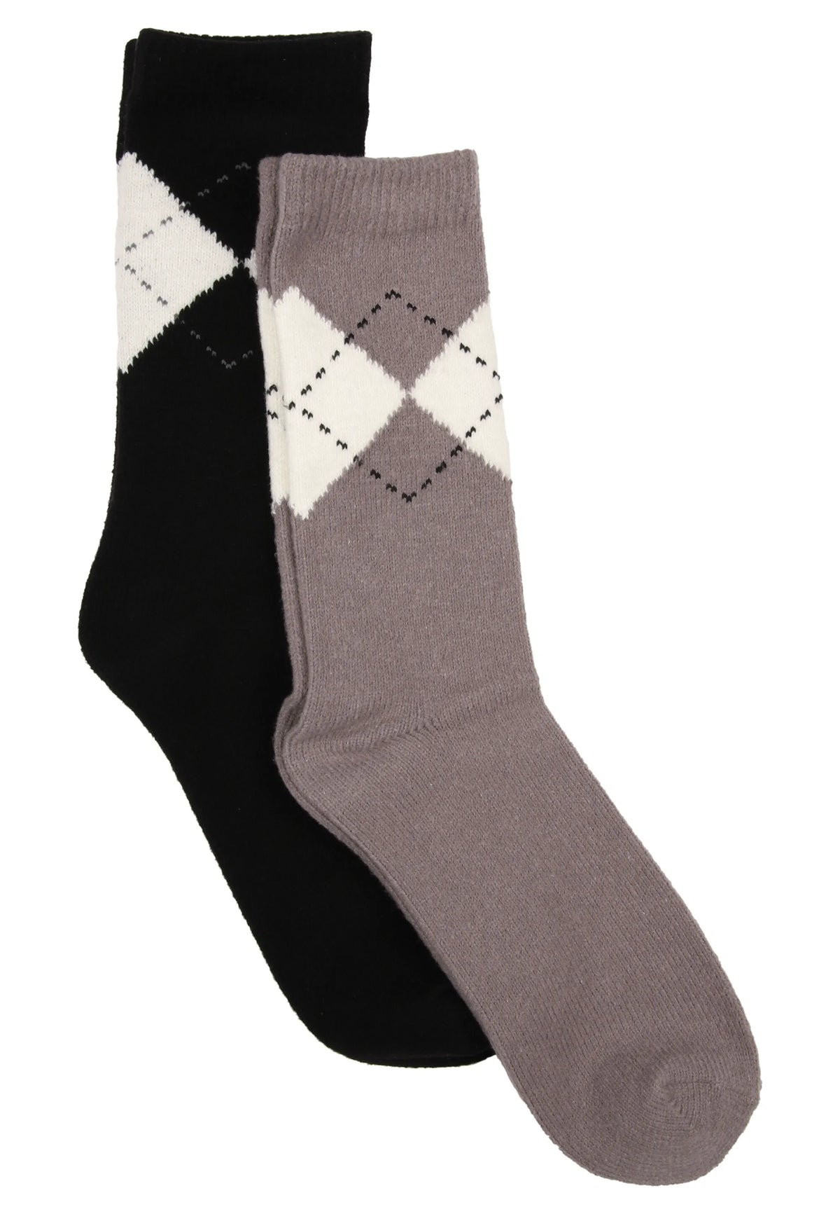 Mens 2pk Black Argyle Supersoft Ankle Socks