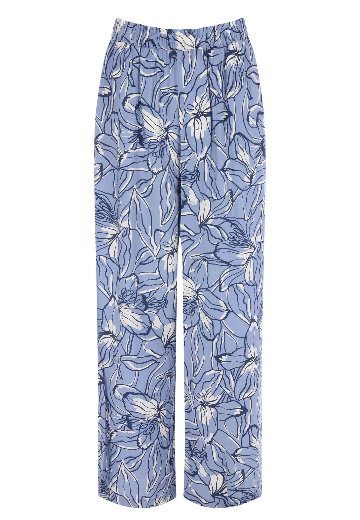 Womens Blue Floral Airflow Wide Leg Trousers