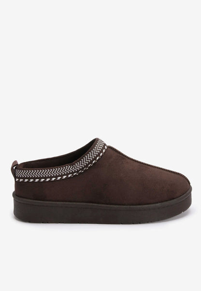 Womens Chocolate Brown Casual Cosy Mules