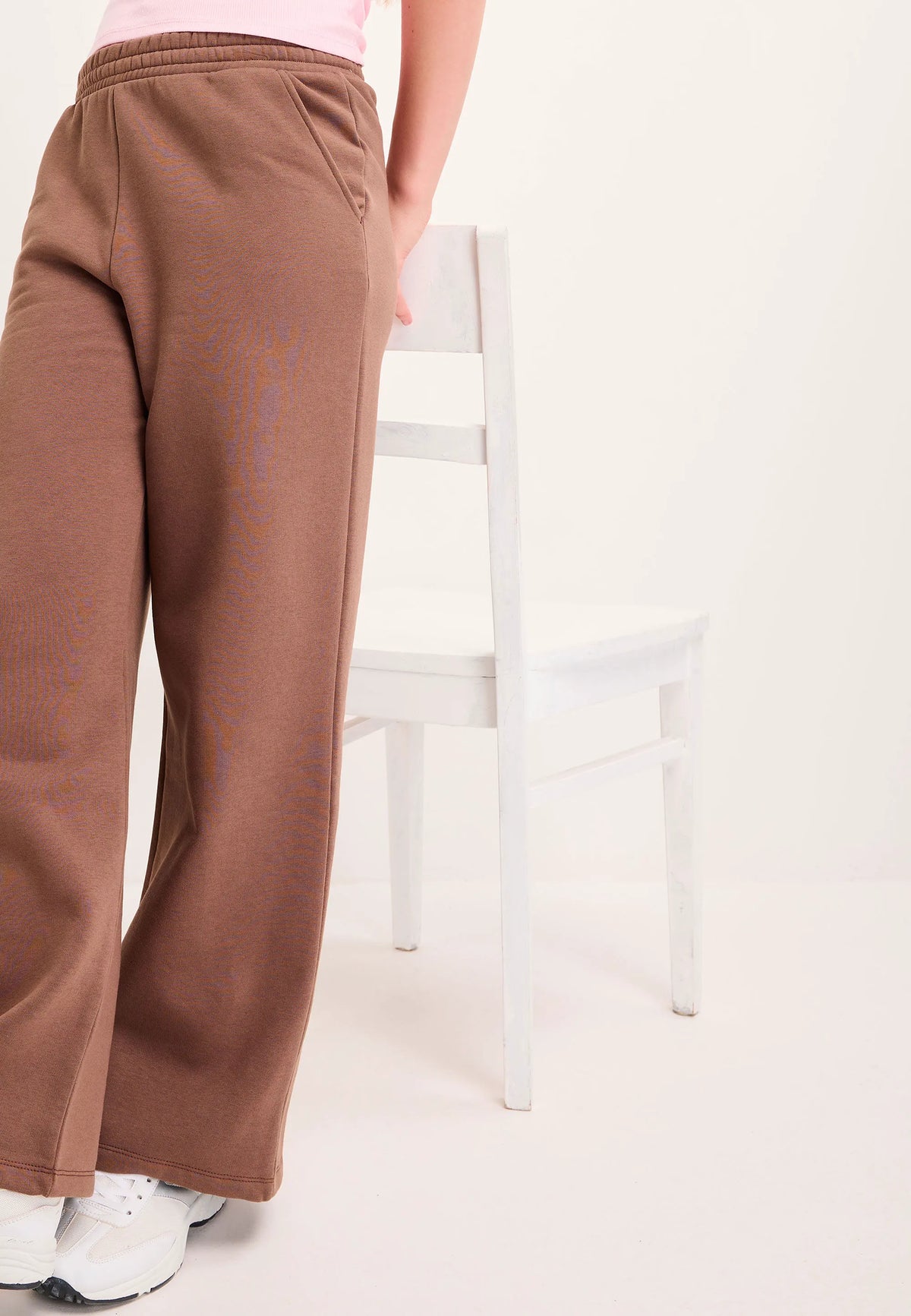Older Girls Brown Cotton Rich Wide Leg Joggers