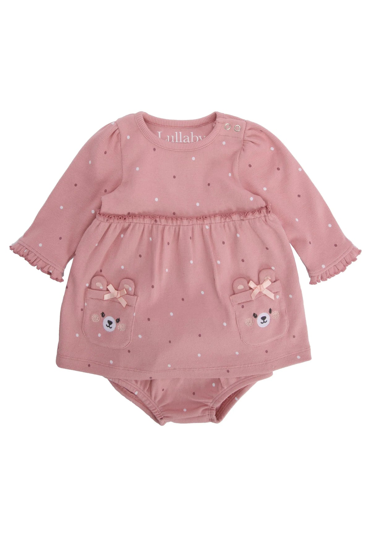 Baby Girls Pink Spot Dress with Knickers Set