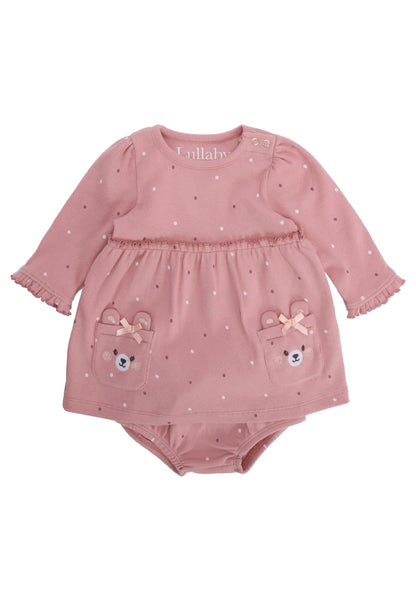 Baby Girls Pink Spot Dress with Knickers Set