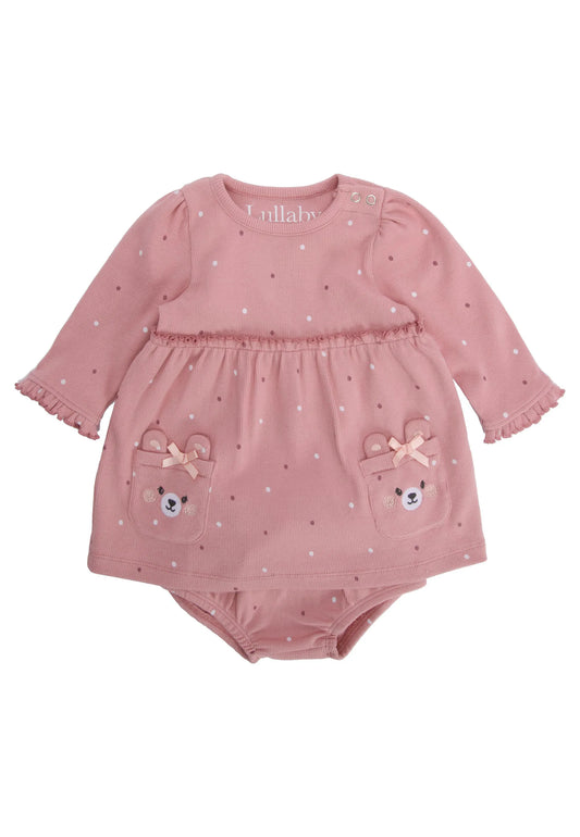 Baby Girls Pink Spot Dress with Knickers Set