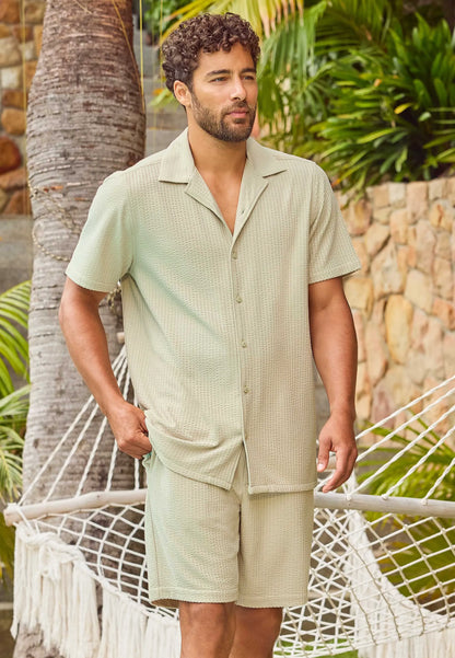 Mens Sage Textured Jersey Shirt