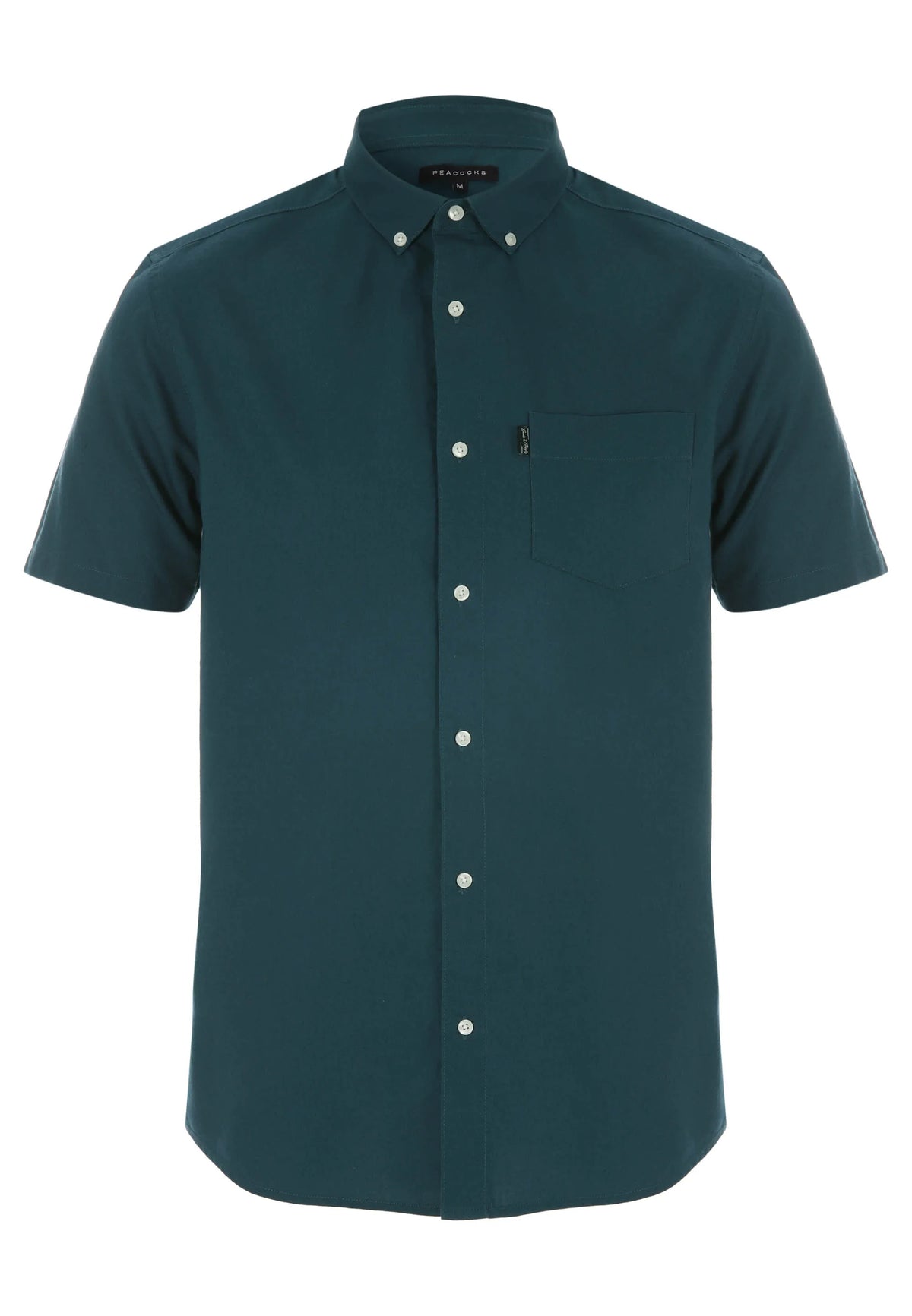 Mens Teal Cotton Oxford Short Sleeve Shirt