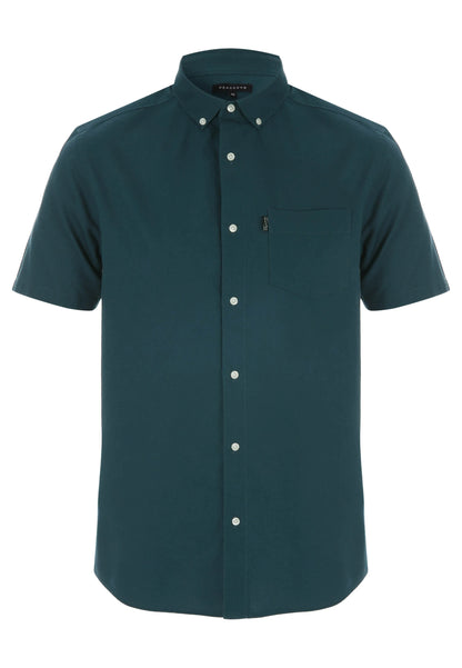 Mens Teal Cotton Oxford Short Sleeve Shirt
