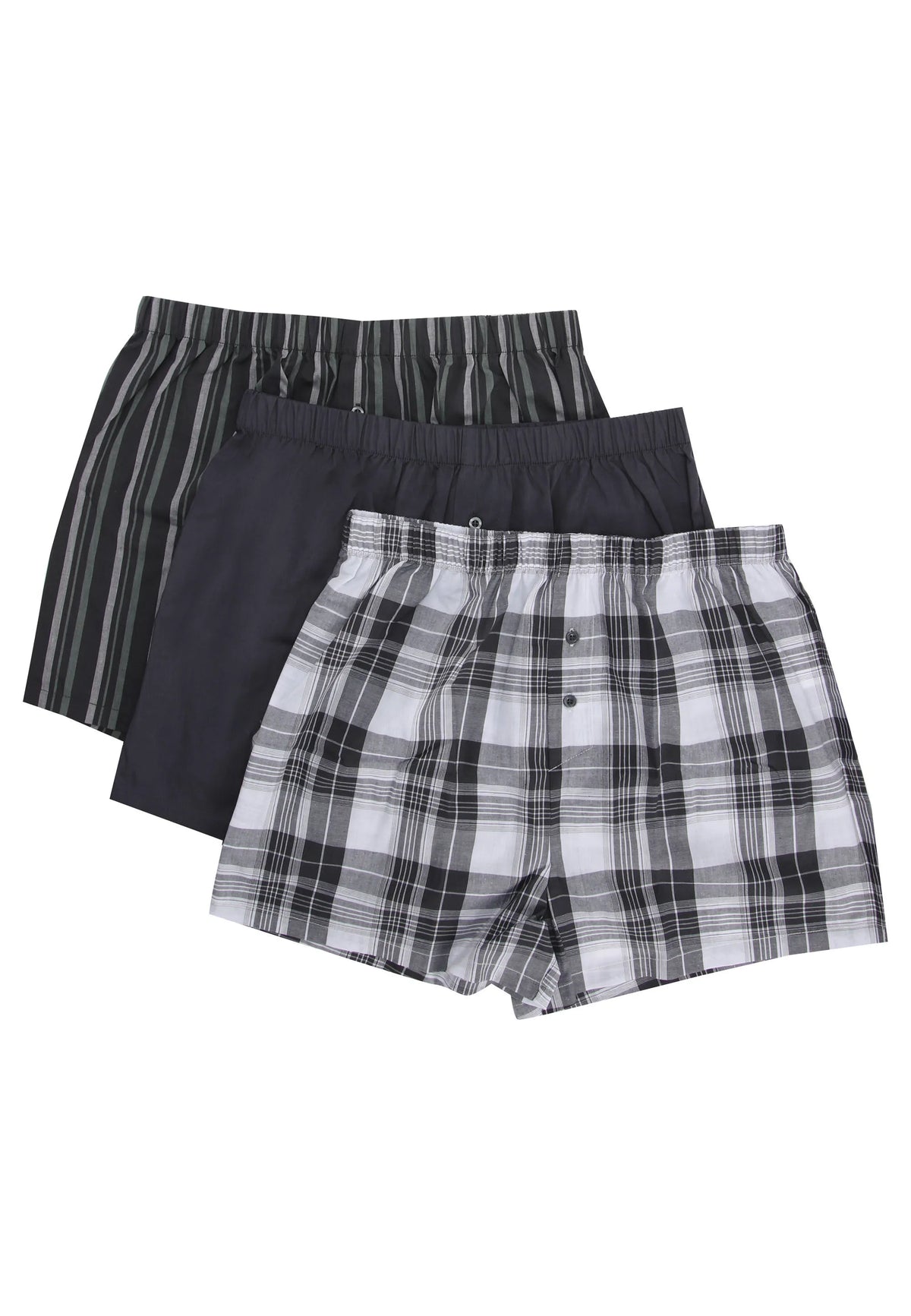 Mens 3pk Grey Check Woven Boxers