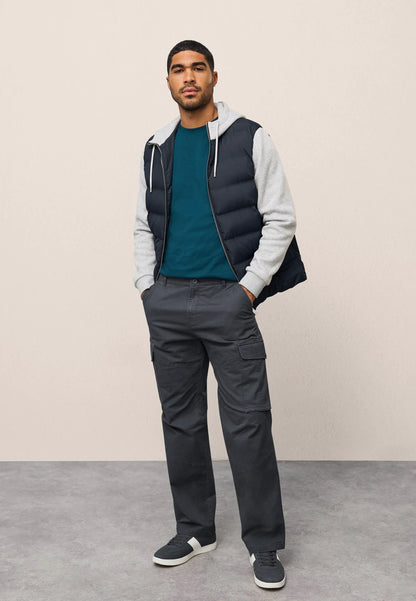 Mens Navy Gilet Hybrid Hooded Jacket