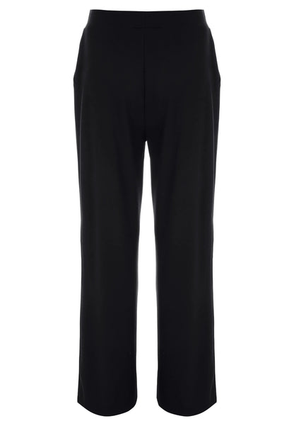 Womens Plain Black Wide Leg Smart Trousers