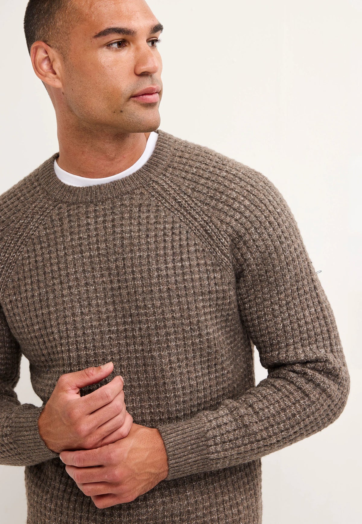 Mens Mocha Cosy Wool Blend Jumper