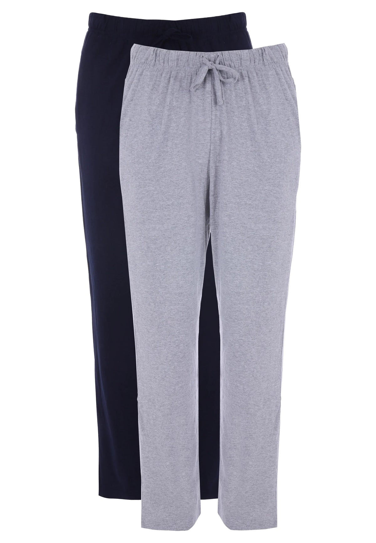 Mens 2pk Navy & Grey Plain Jersey Pyjama Bottoms