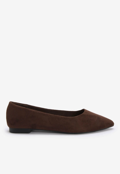 Womens Chocolate Brown Pointed Ballet Pump Shoes