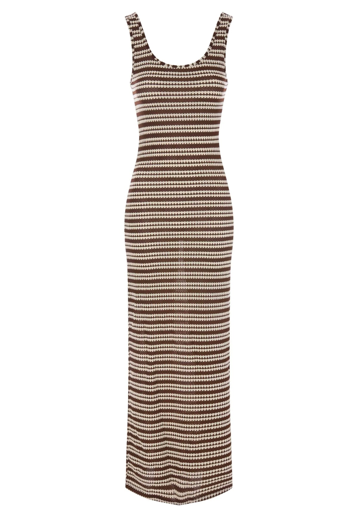 Womens Chocolate Horizontal Stripe Textured Midi Dress