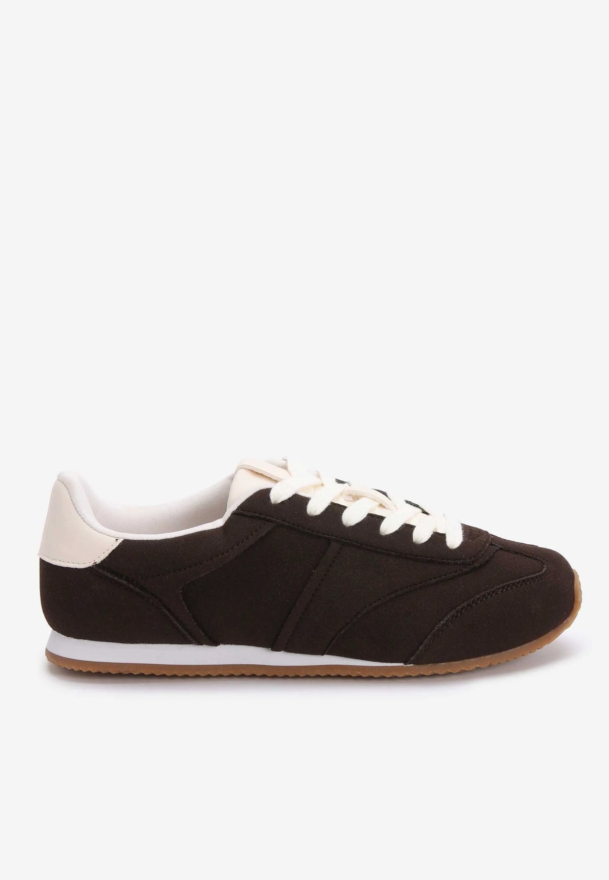 Womens Chocolate Brown Suedette Low Profile Trainers