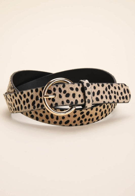 Womens Light Brown Cheetah Print Casual Belt