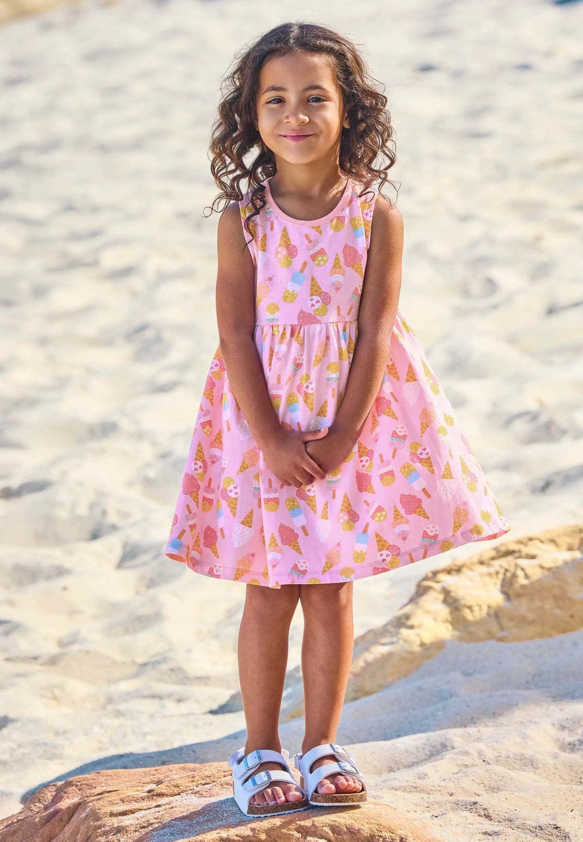 Younger Girls 2pk Orange Ice Cream Print Dress