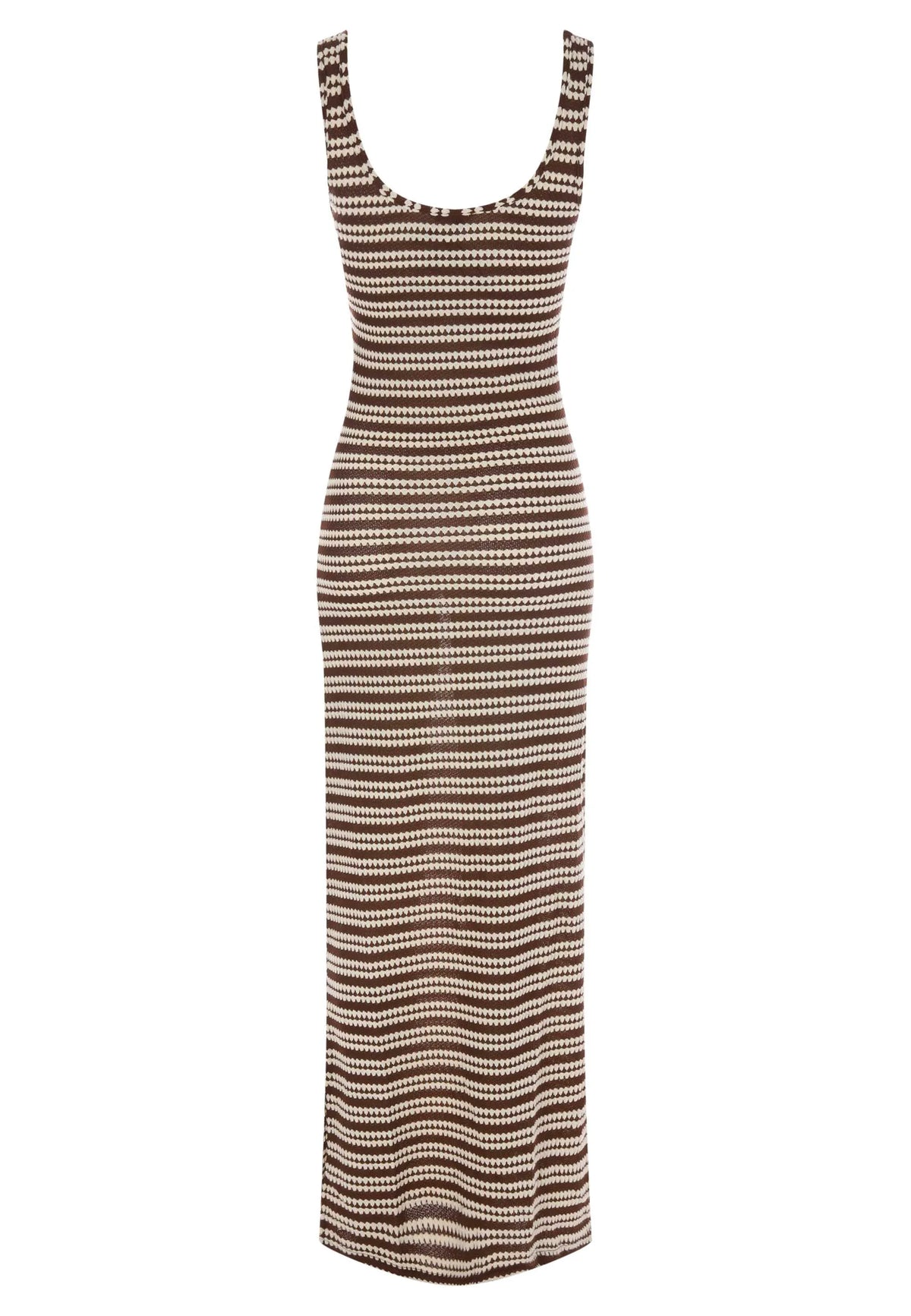 Womens Chocolate Horizontal Stripe Textured Midi Dress