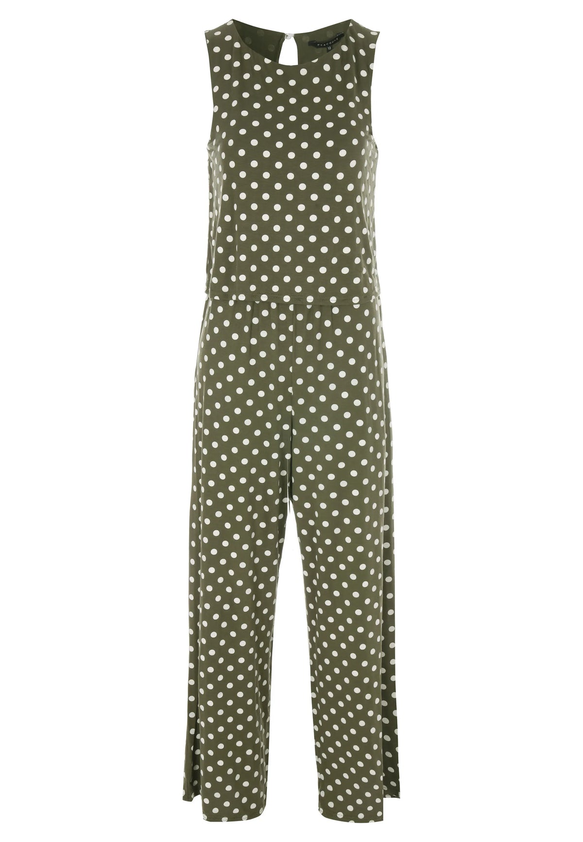 Womens Green Polka Dot Layered Jumpsuit