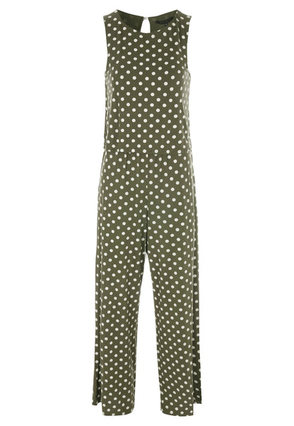 Womens Green Polka Dot Layered Jumpsuit