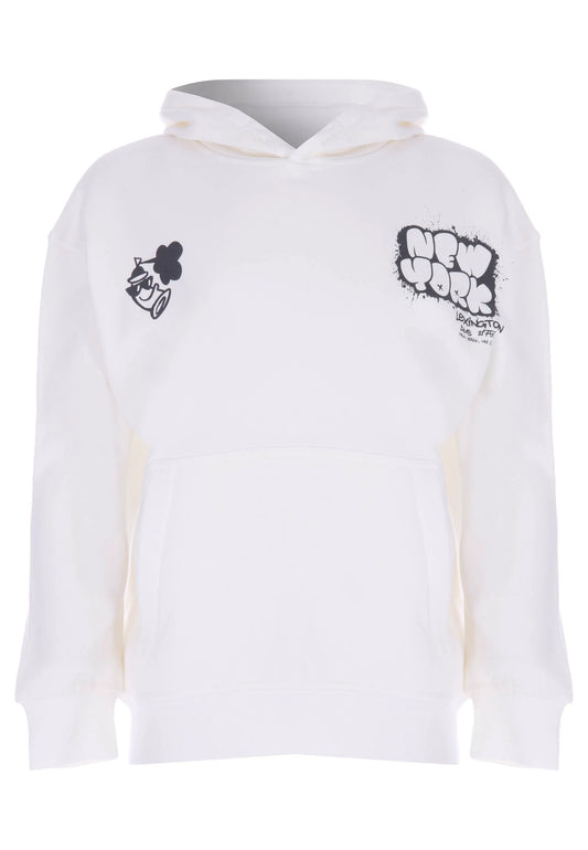 Older Boys Ecru Graffiti Hoody