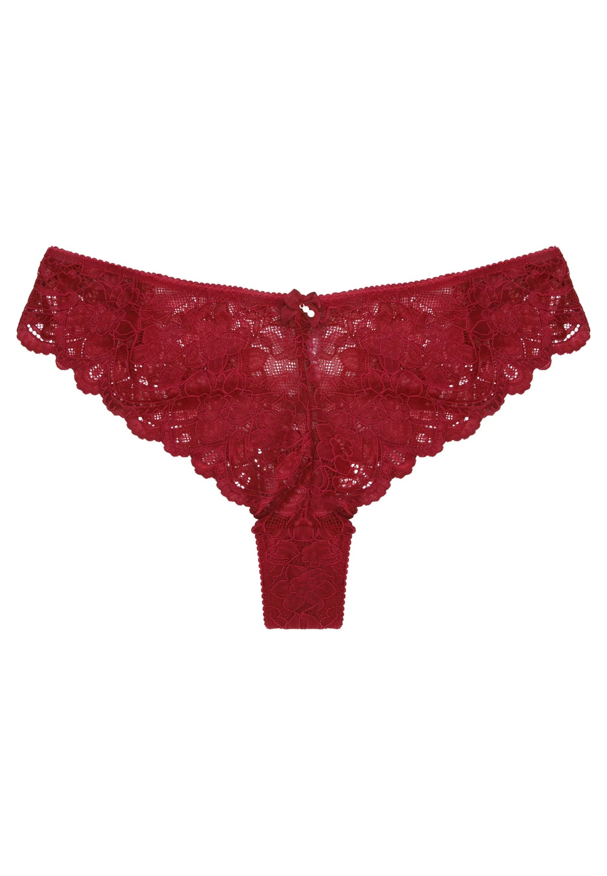 Womens Burgundy Millie Lace Brazilian Briefs