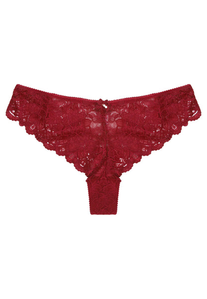 Womens Burgundy Millie Lace Brazilian Briefs