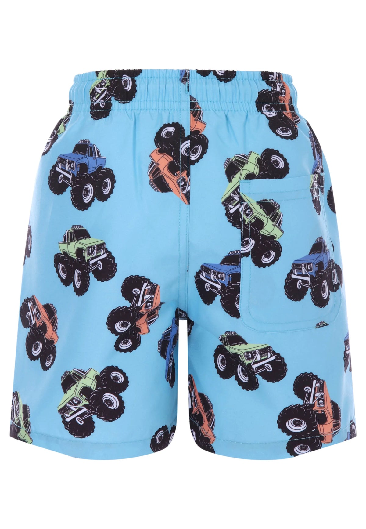 Younger Boys Blue Monster Truck Swim Shorts