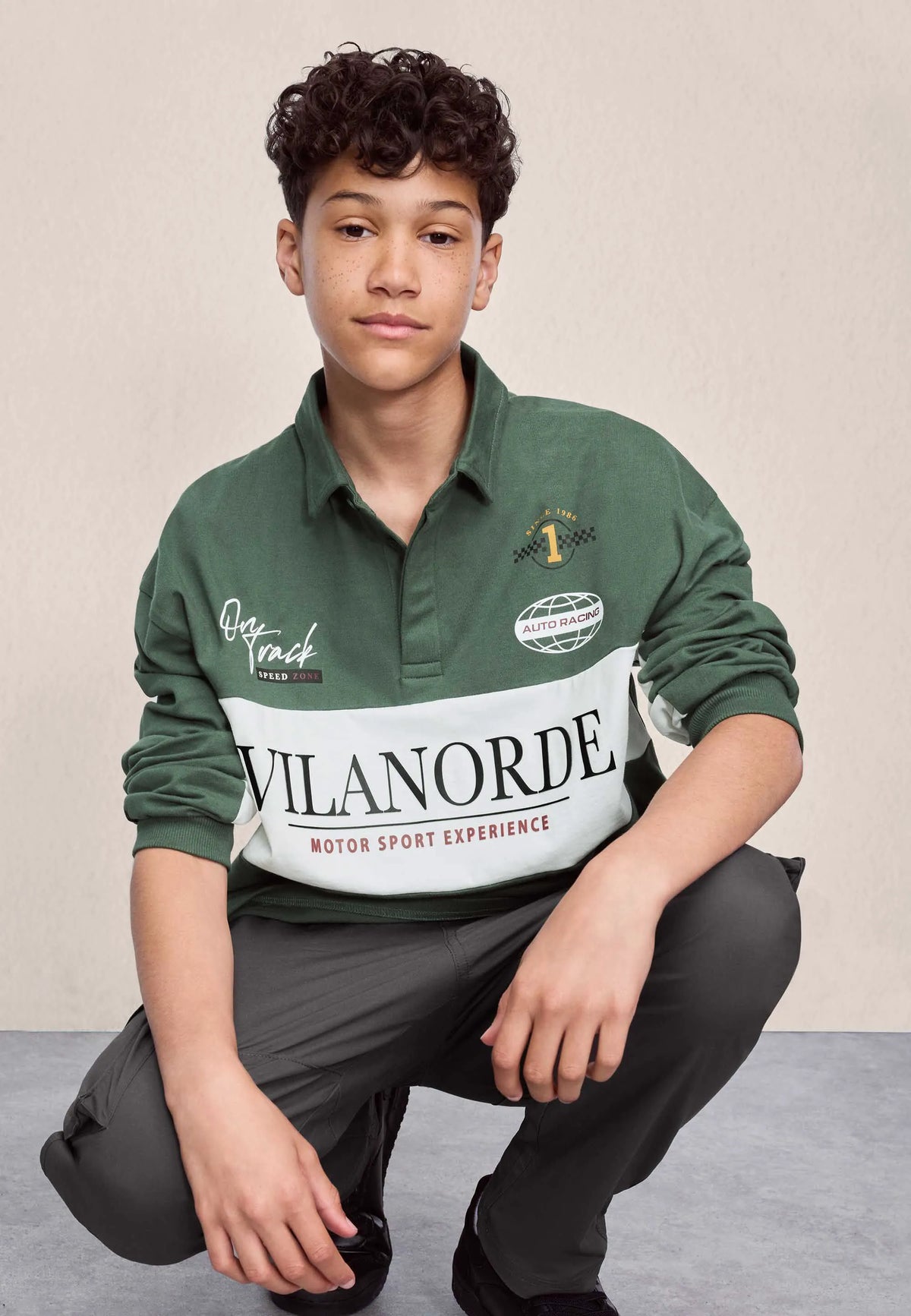 Older Boys Green Cotton Rugby Sweat Top