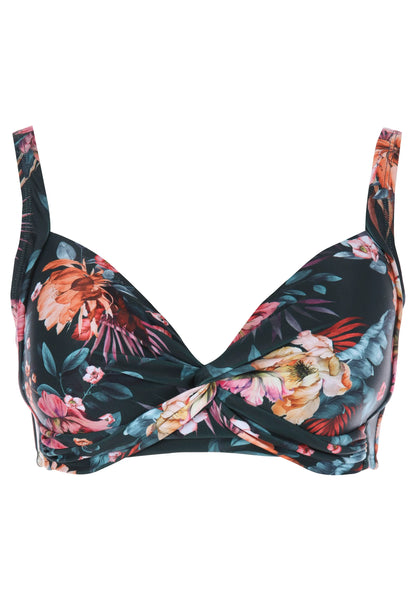 Womens Khaki Floral Bikini Top