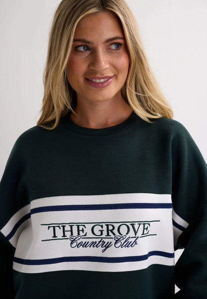 Womens Dark Green Curved Hem Sweatshirt