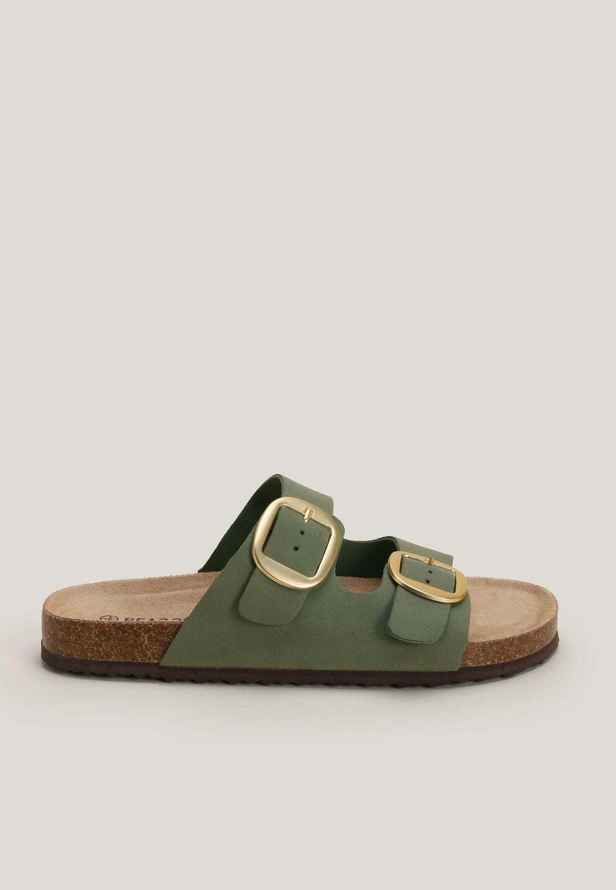 Womens Khaki Buckle Footbed Sandals