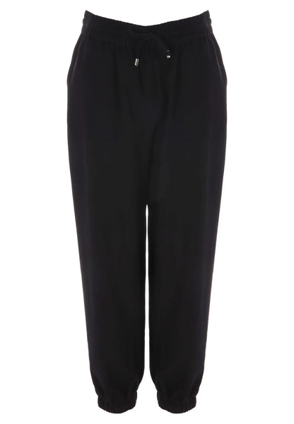 Womens Black Woven Cuffed Joggers