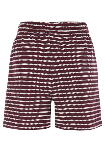 Womens Burgundy Stripe Textured Shorts