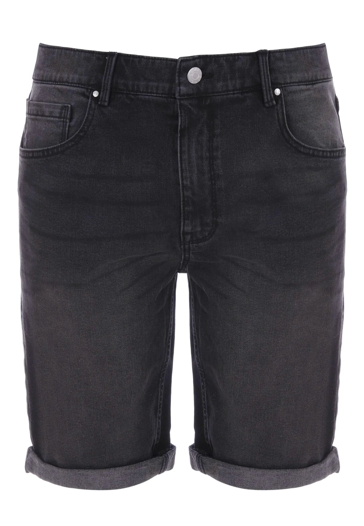 Mens Black Five Pocket Denim Shorts