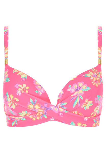 Womens Pink Tropical Floral Bikini Top