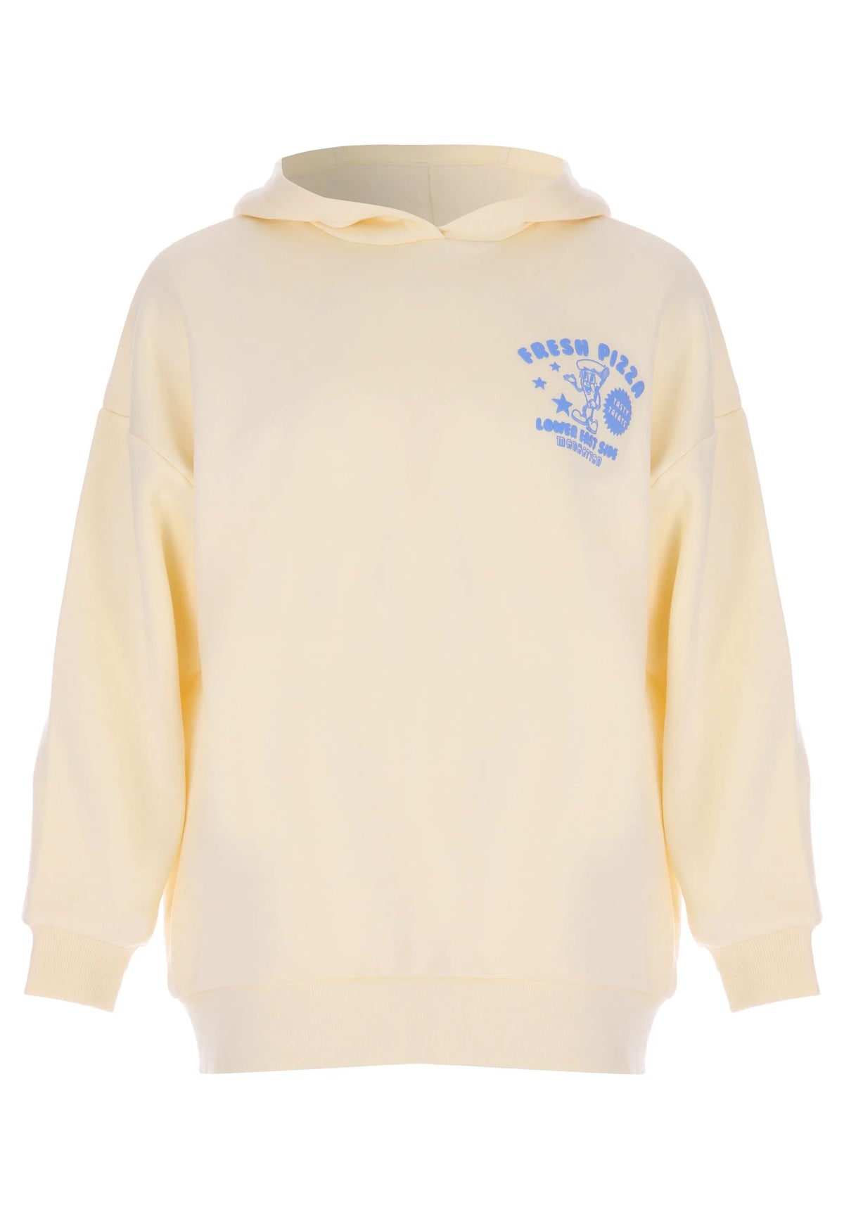 Older Girls Yellow Pizza Graphic Oversized Hoody