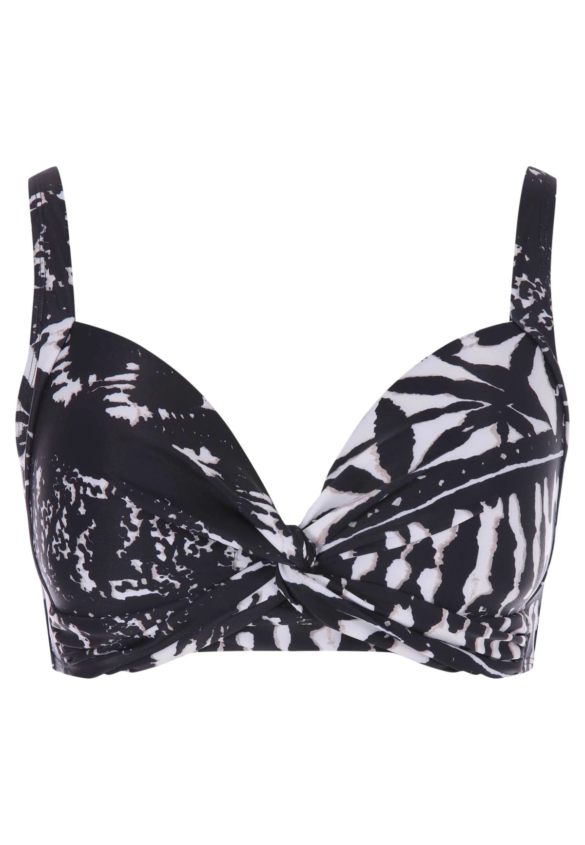 Womens Black Tie Dye Front Twist Bikini Top